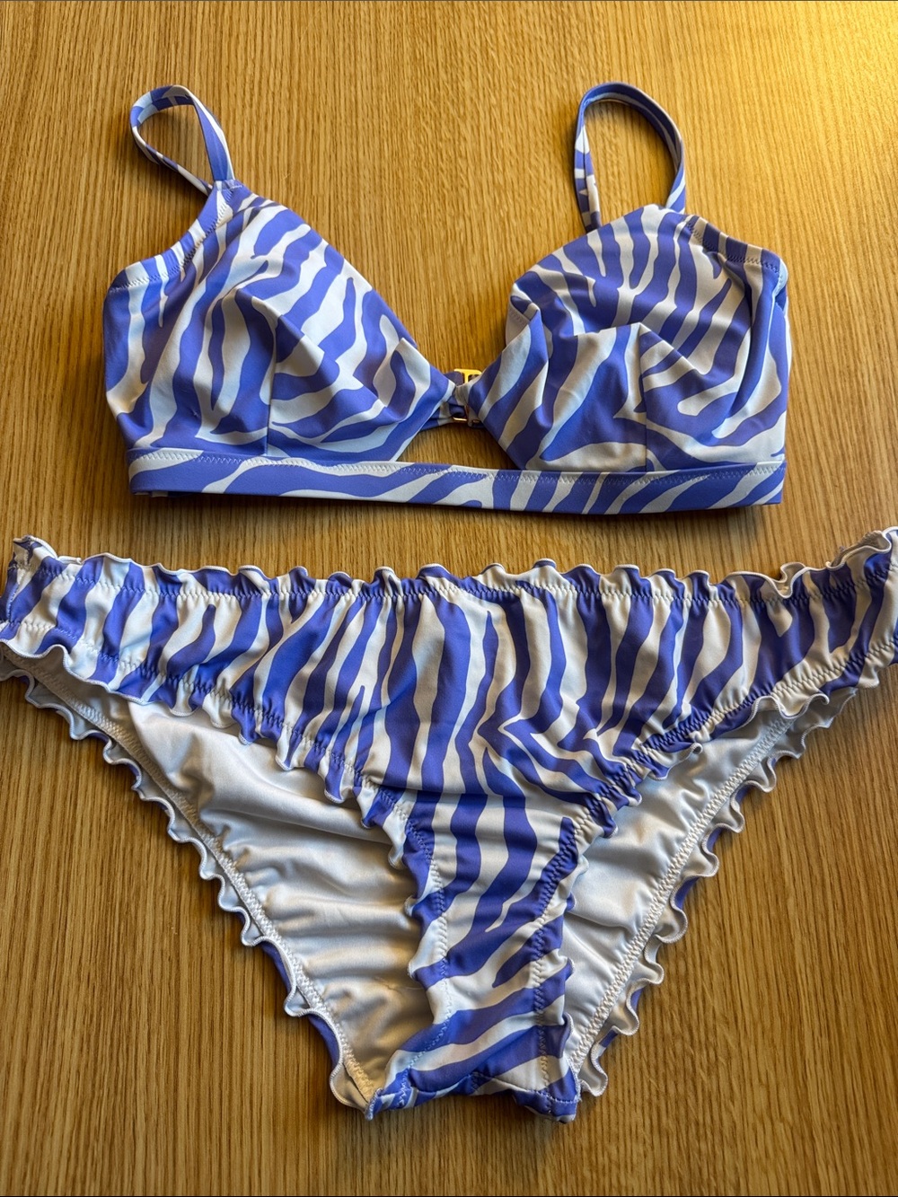 Shade & Shore White Purple Zebra Bikini